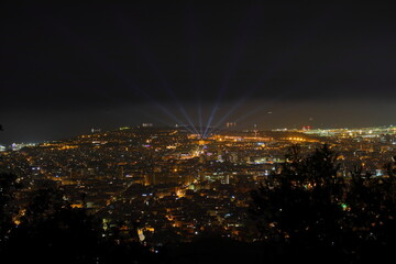 Fototapeta na wymiar Night aerial,panorama view of the cityscape of Barcelona in spain