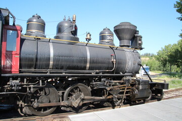 Fototapeta na wymiar old steam locomotive, Fort Edmonton Park, Edmonton, Alberta