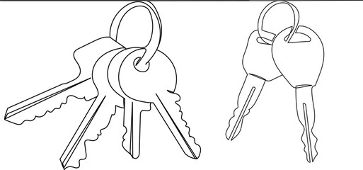 keys drawing one continuous line vector