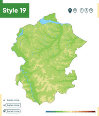 Chuvash Republic, Russia - high detailed physical map. Vector map. Dem map.