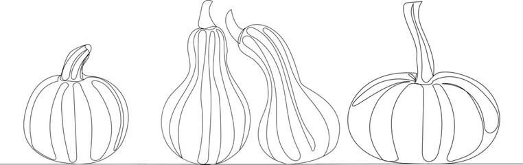 pumpkin drawing one continuous line vector