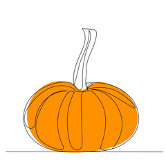 pumpkin orange drawing one continuous line