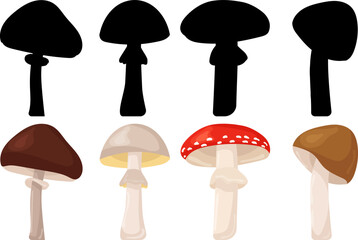 mushrooms in flat style, isolated, vector