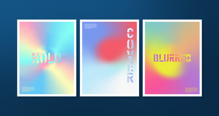Fototapeta premium Fluid liquid abstract gradient background vector minimal style poster cover. Abstract blurred holographic effect modern wallpaper design for flyer, brochure, social media network vector illustration