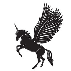 Fototapeta premium silhouette of a winged unicorn on a white background isolated, vector