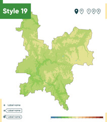 Kirov Region, Russia - high detailed physical map. Vector map. Dem map.