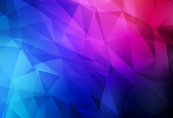 Dark Blue, Red vector shining triangular background.
