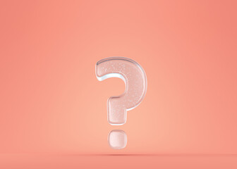 Water with air bubbles in a form of question mark floating in the air