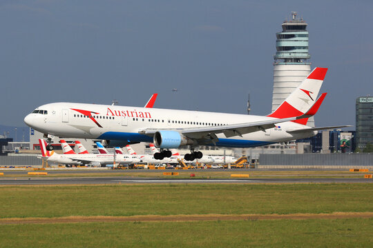 Austrian Airlines Boeing 767 airplane at Vienna airport