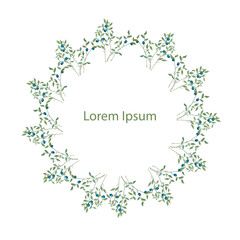 Blueberry round frame on white, Lorem Ipsum stock vector illustration for web, for print