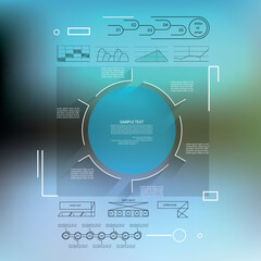 Infographic elements, graph and charts, templates with blurred background 