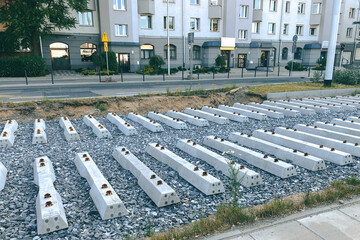 Repair of tram tracks in the city