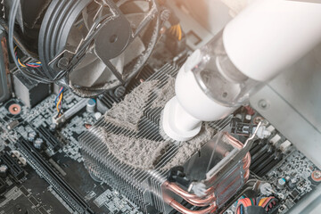 Cleaning the radiator in the computer system unit, removing dirt in the computer, overheating the...