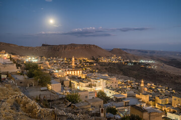 Mardin old town cityscape at twilight, Eastern Turkey