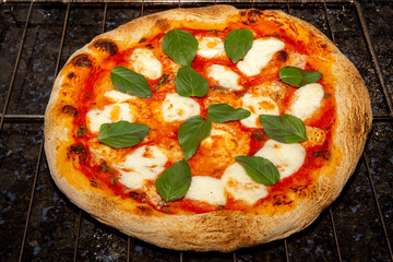 Traditional Italian Margherita Pizza with Mozzarella and Basil