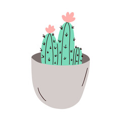 Plant pot. Vector illustration of flower in a pot