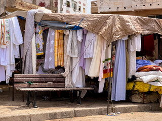 Marketplace for secondhand clothes in Morocco