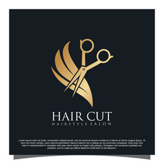Hair cut logo design Premium Vector