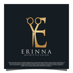 Errina hair salon logo design Premium Vector