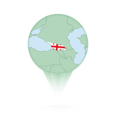 Georgia map, stylish location icon with Georgia map and flag.