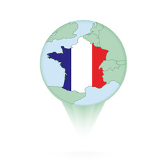 France map, stylish location icon with France map and flag.