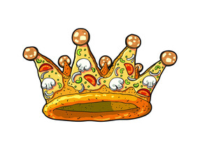 royal crown made of pepperoni pizza 