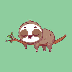 Illustration of a cartoon sloth on colorful background © agnessz