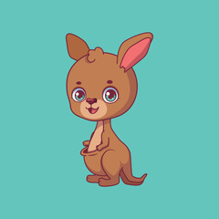Illustration of a cartoon kangaroo on colorful background