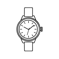 Hand drawn wristwatch doodle. Hand clock in sketch style. Vector illustration isolated on white background.