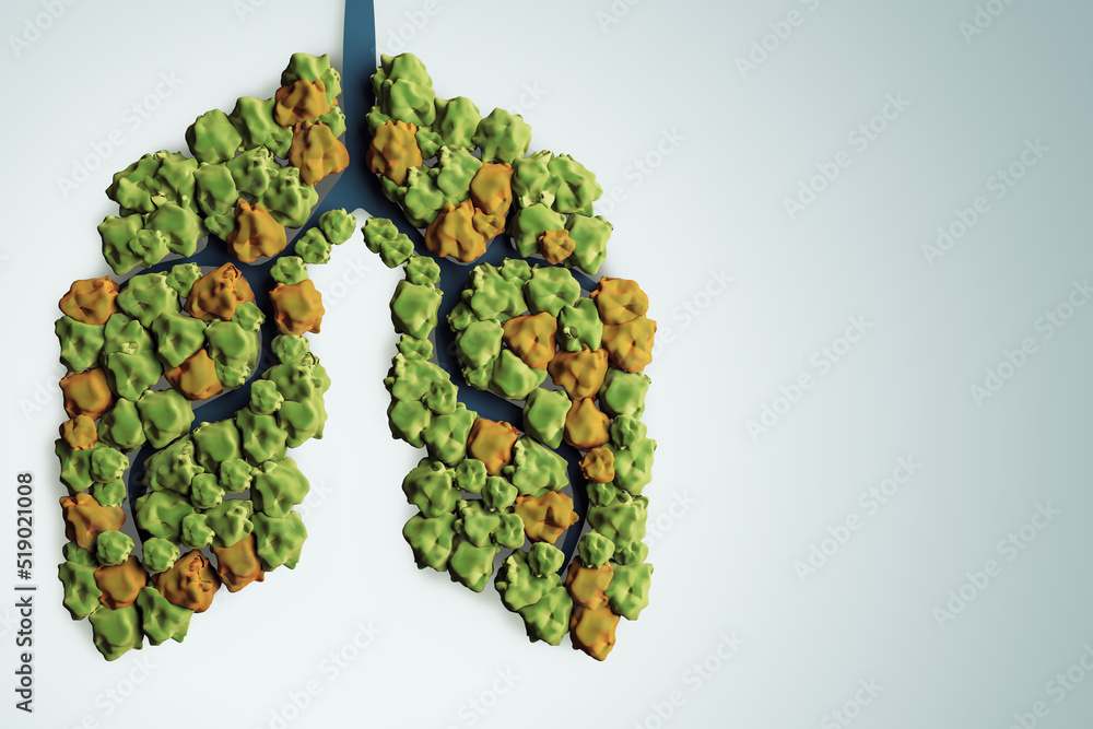 Aufkleber abstract green lungs on white background with mock up place. ecology and green energy concept. 3d re