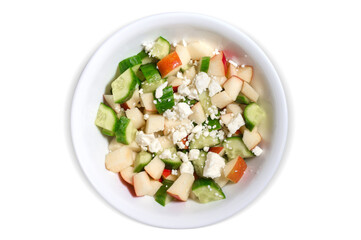 Apple and Cucumber Salad on White Background with Clipping Path