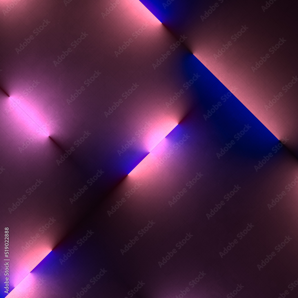 Aufkleber fluorescent lamps on a dark concrete surface. modern 3d rendering pattern. futuristic style digital 