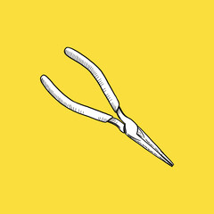 Pliers. Sketch and Vintage style. - Vector