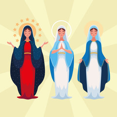 set of assumption of virgin Mary - obrazy, fototapety, plakaty