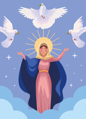 Assumption of Virgin Mary and Holy Spirit - obrazy, fototapety, plakaty