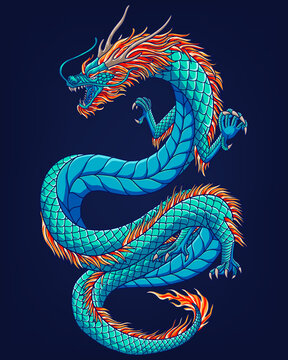 Asian dragon design vector Illustration