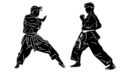 karate silhouette vector