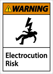 Warning Electrocution Risk Sign On White Background