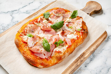 italian pizza on the wooden board