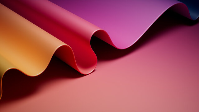 Elegant 3D Gradient Background with Undulating Surface. Yellow and Pink Wallpaper with Copy-Space.