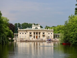 Fototapeta na wymiar The Palace on the Isle, aka Baths Palace, in Lazienki Park or Royal Baths Park, Warsaw, Poland