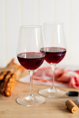 red wine in the glass