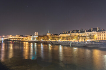 night view of the city with river and old village from europe