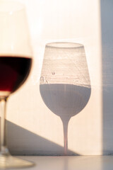 red wine in the glass