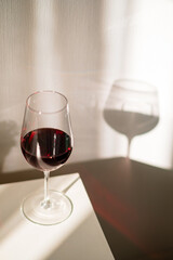 red wine in the glass