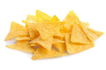Fototapeta premium Tasty tortilla chips (nachos) on white background