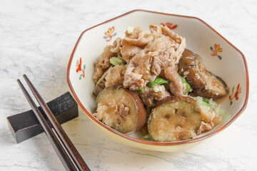 茄子と豚肉の大根おろし和え