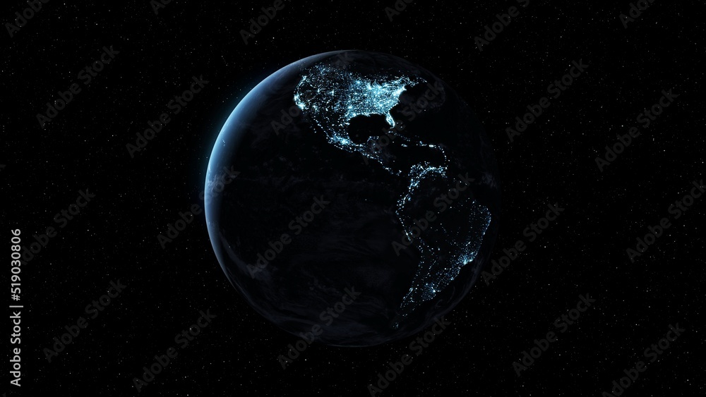 Poster planet earth with realistic geography surface and orbital 3d cloud atmosphere . outer space view of 