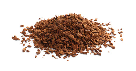 Heap of aromatic instant coffee isolated on white