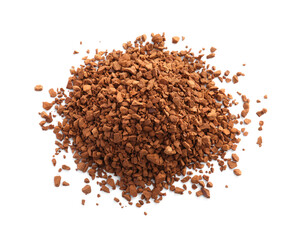 Heap of aromatic instant coffee isolated on white
